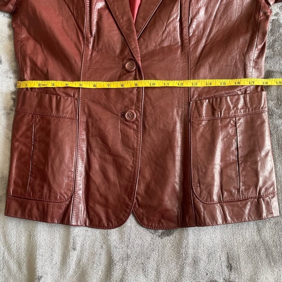 Vintage SHEPLERS Women's Burgundy Leather Western Blazer Jacket Size 16 Cowgirl - Picture 8 of 16